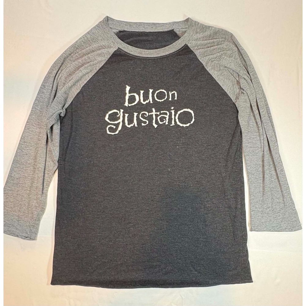 Parisi Pizzeria Denver Shirt Womens Small Gray Raglan 3/4 Sleeve Buon Gustaio